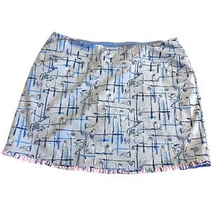Lilly Pulitzer Luxletic Golf Skort Rare Print Talk Birdie To Me Women’s 12 Blue